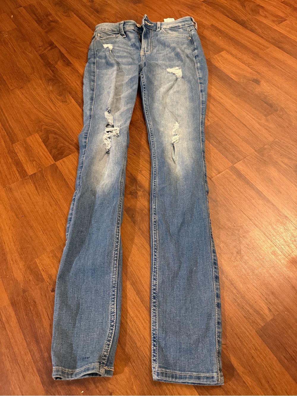 Hollister Distressed Light Blue High-Rise Straight Jeans